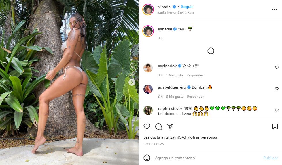 Ivana Nadal encendió las redes posando de espalda con una microbikini blanca