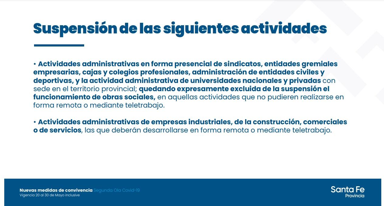 Sindicatos, universidades y otras instituciones deberán cerrar sus puertas hasta el 30 de mayo, salvo obras sociales.