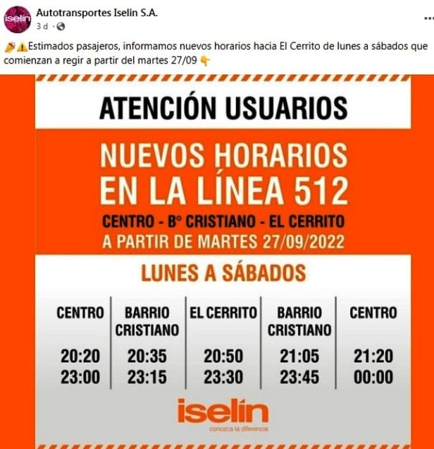 Los nuevos horarios.