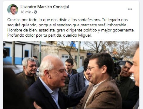 Lisandro Mársico despidió a Miguel Lifschitz