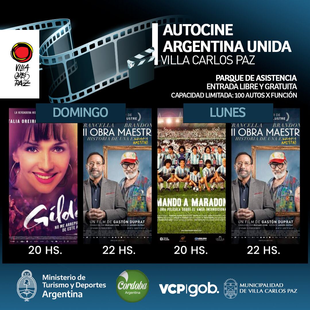 Autocine libre y gratuito en Villa Carlos Paz: lo que se viene para este lunes 8 de febrero.