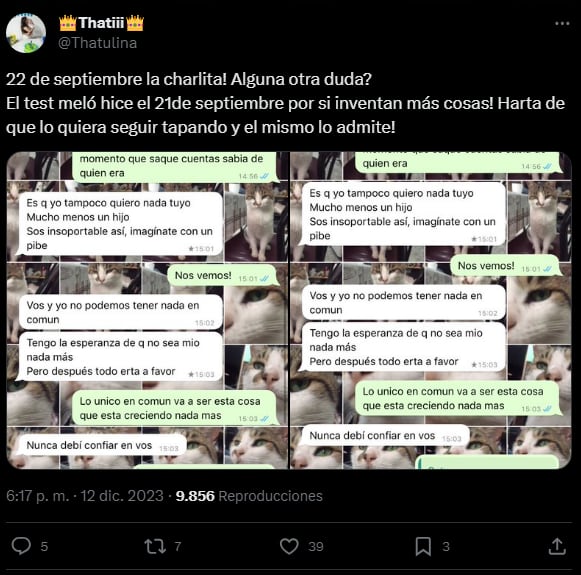 La respuesta de Thatulina, la ex pareja de Onty.
