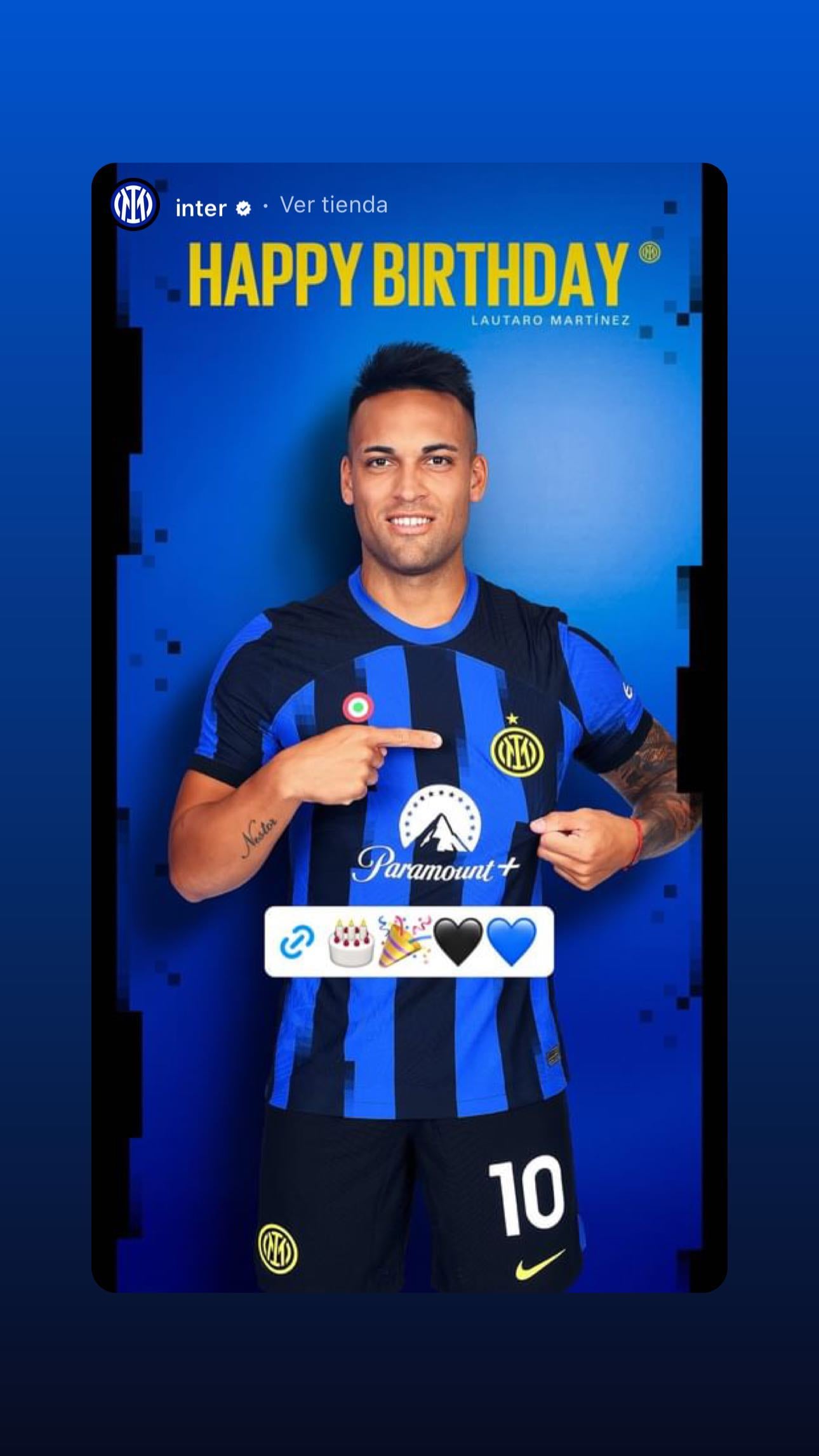 Posteo de Lautaro Martínez en sus redes sociales, en el día de su cumpleaños-