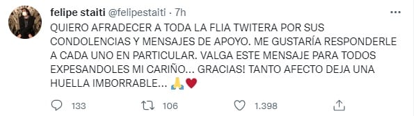 Felipe Staiti y su posteo en las redes sociales