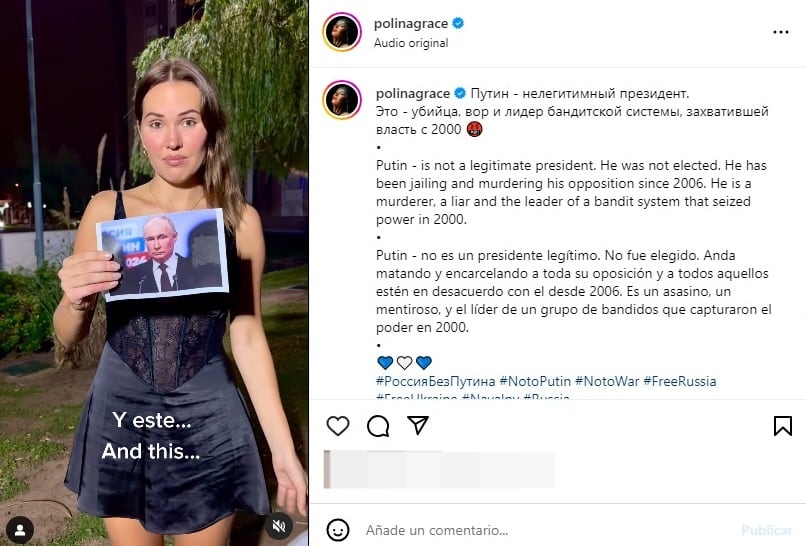 La joven no se aleja de su país y utiliza sus redes para manifestar su postura política.