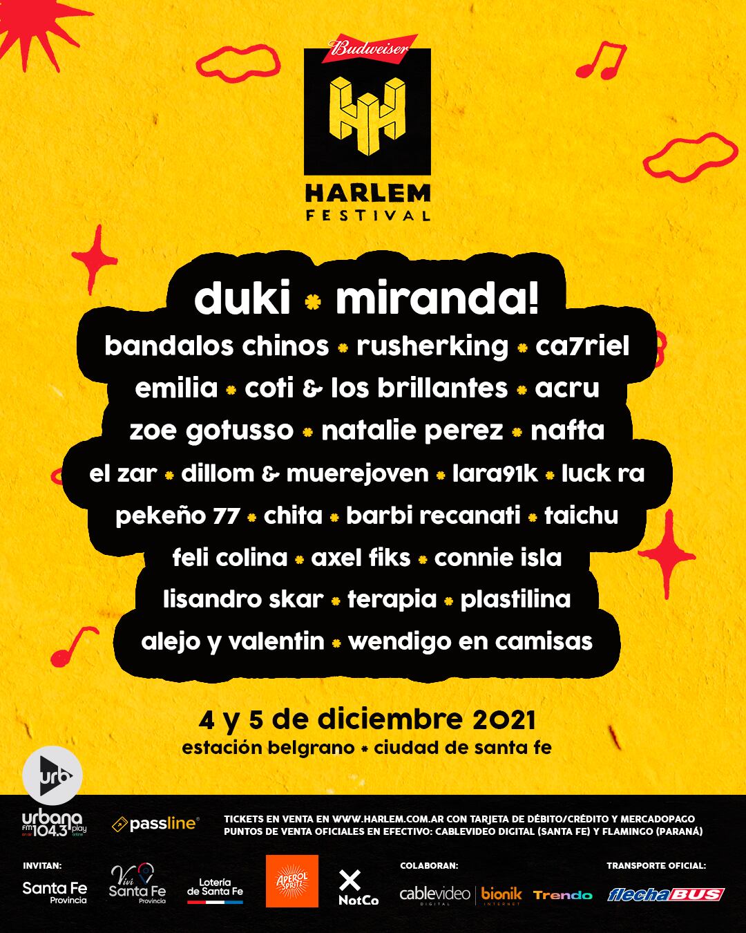 Harlem Festival: Duki, Emilia Mernes, Rusherking y Dillom estarán presentes en la nueva edición.