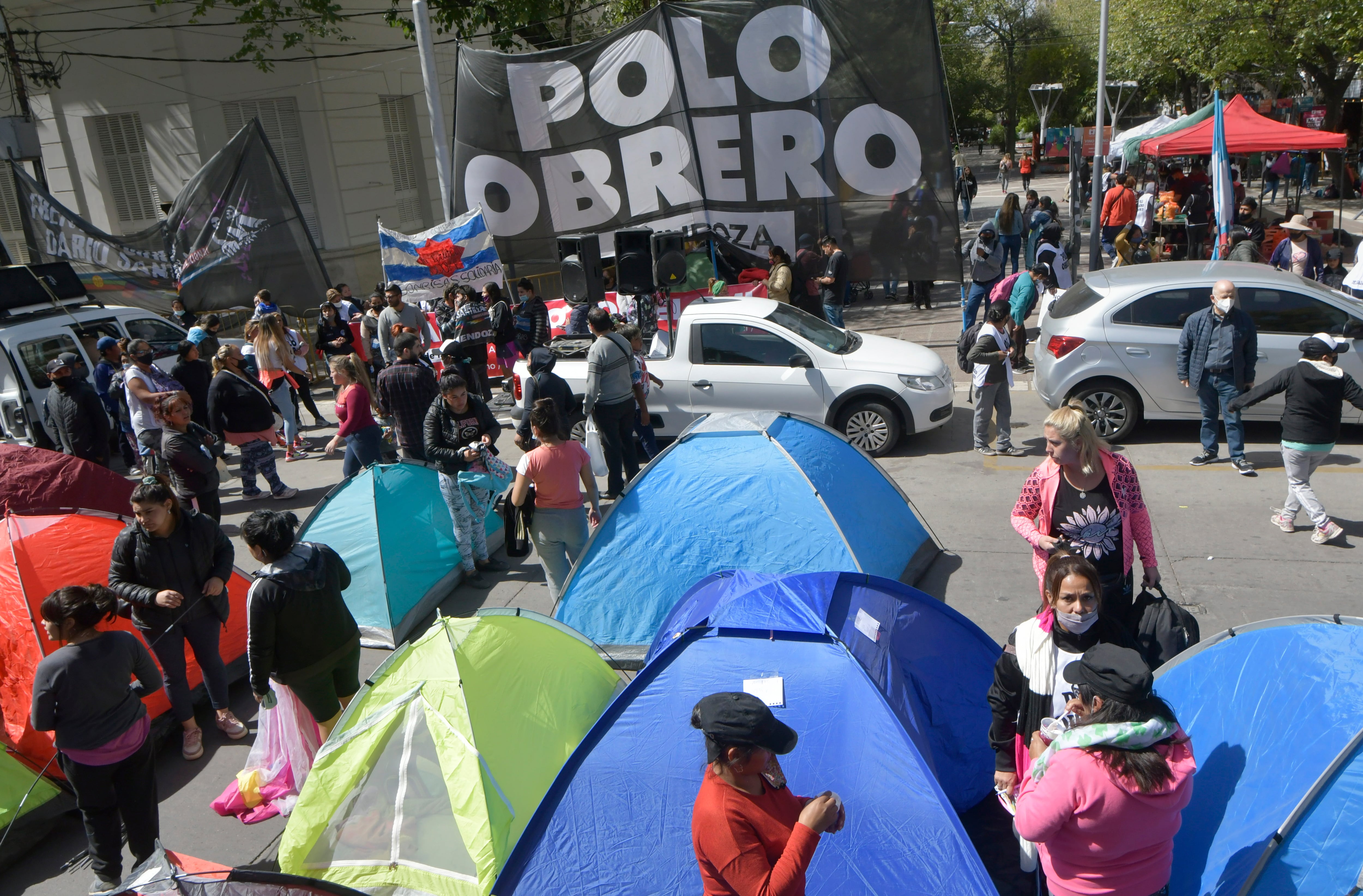 Acampe y protesta del Polo Obrero.