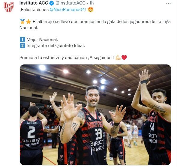 En ganador. Nicolás Romano, clave para el Instituto que quiere el título en Liga Nacional.