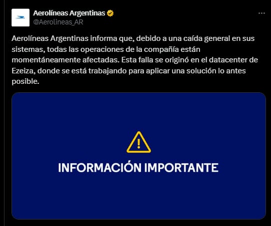 Demoras en los vuelos de Aerolíneas Argentinas