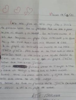 Una joven conmovió a sus vecinos por la carta que le escribió a Papá Noel.