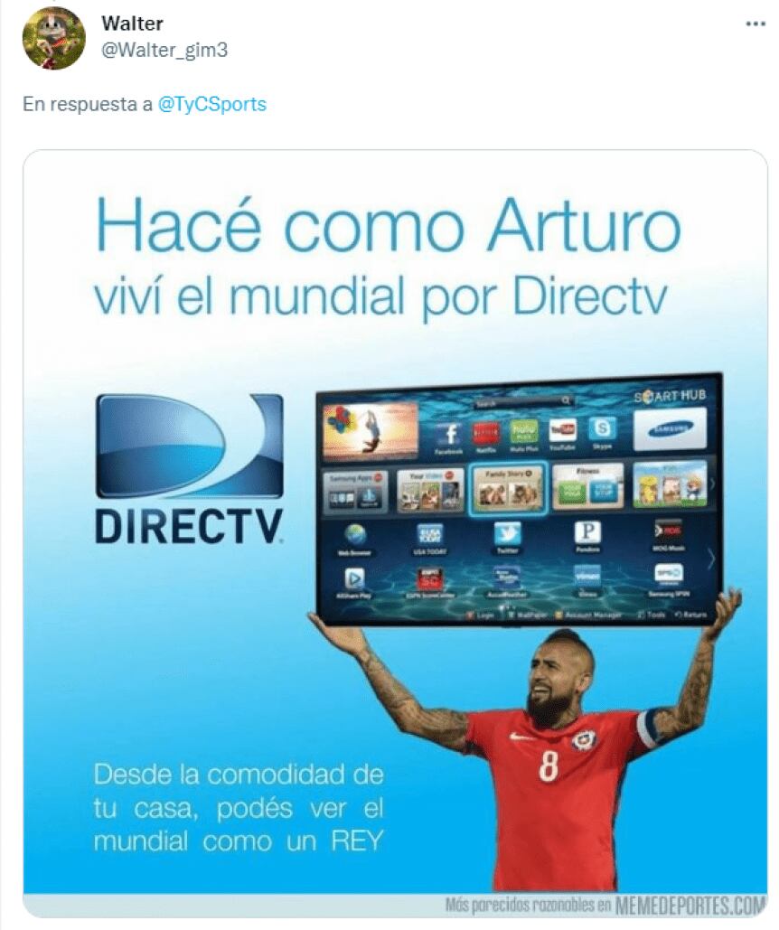 La utilización de una publicidad de una empresa de cable, para hacer referencia a que Chile mirará el Mundial por televisión.