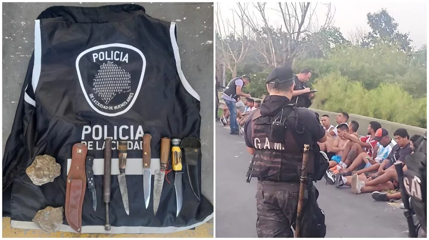 Dos facciones de la barra de River se enfrentaron antes del partido ante Argentinos Juniors. Foto: Policía de la Ciudad