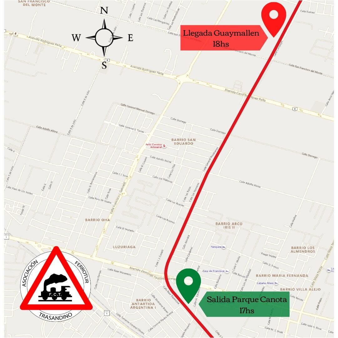 El recorrido que hicieron con el ferrobus. 