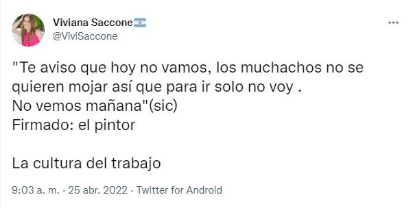 Cuestionó a los pintores por faltar al trabajo por la lluvia