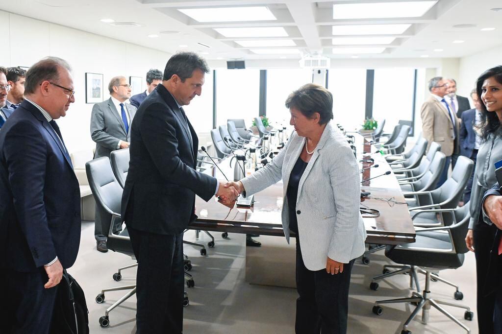 El ministro de Economía, Sergio Massa, se reunió con la titular del FMI, Kristalina Georgieva. Foto: Prensa Ministerio de Economía