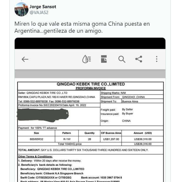 También, Jorge Sansot hizo público cuánto le pedían de presupuesto en una empresa china.