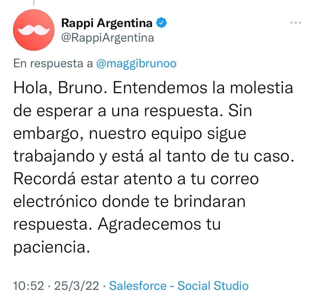 La respuesta de la empresa de delivery de comidas ante el episodio que se viralizó en las redes sociales.