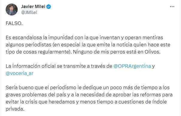 La desmentida de Milei