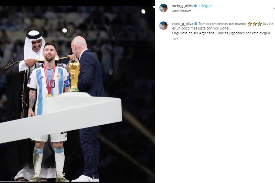 La foto de Lionel Messi que compartió Rocío Oliva.