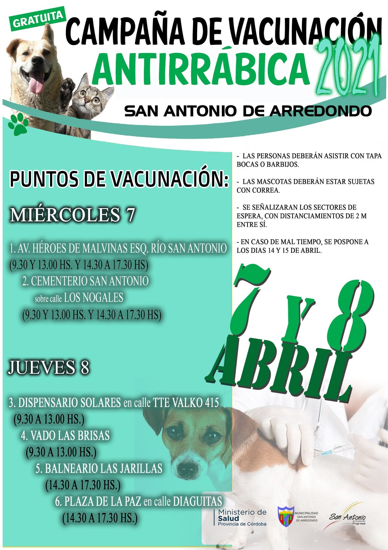 Campaña de Vacunación Antirrábica en San Antonio de Arredondo.