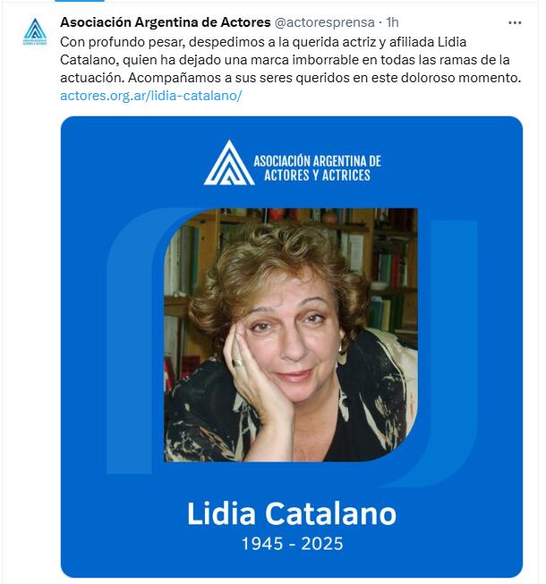 Murió la actriz Lidia Catalano reconocida por sus trabajos en “Esperando la carroza” y “Chiquititas”