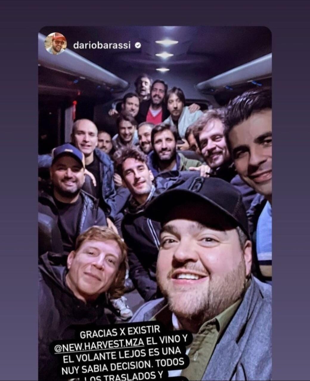 Darío Barassi estuvo en Mendoza junto a su gran grupo de amigos y disfrutó de los paisajes, comidas y deliciosos vinos