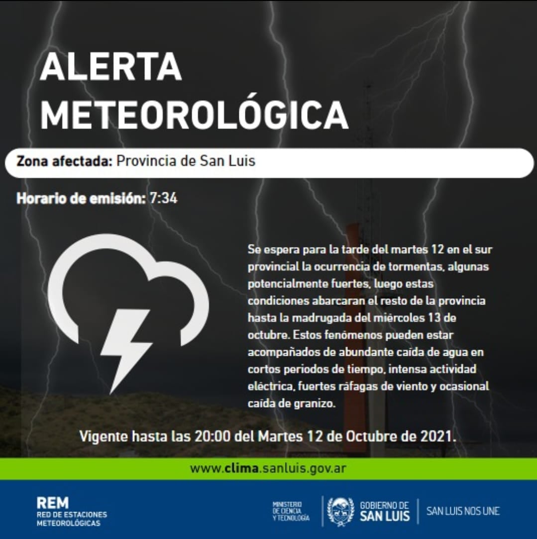 Se esperan fuertes tormentas en San Luis