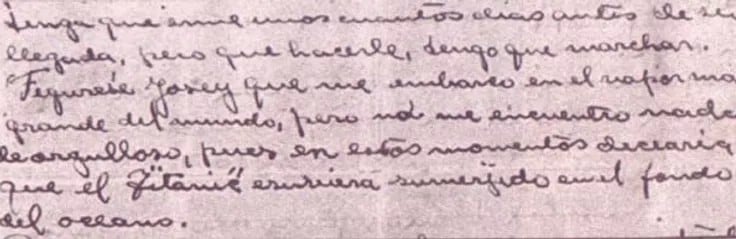 El trozo de la carta en la que Andrew anticipa el trágico accidente.