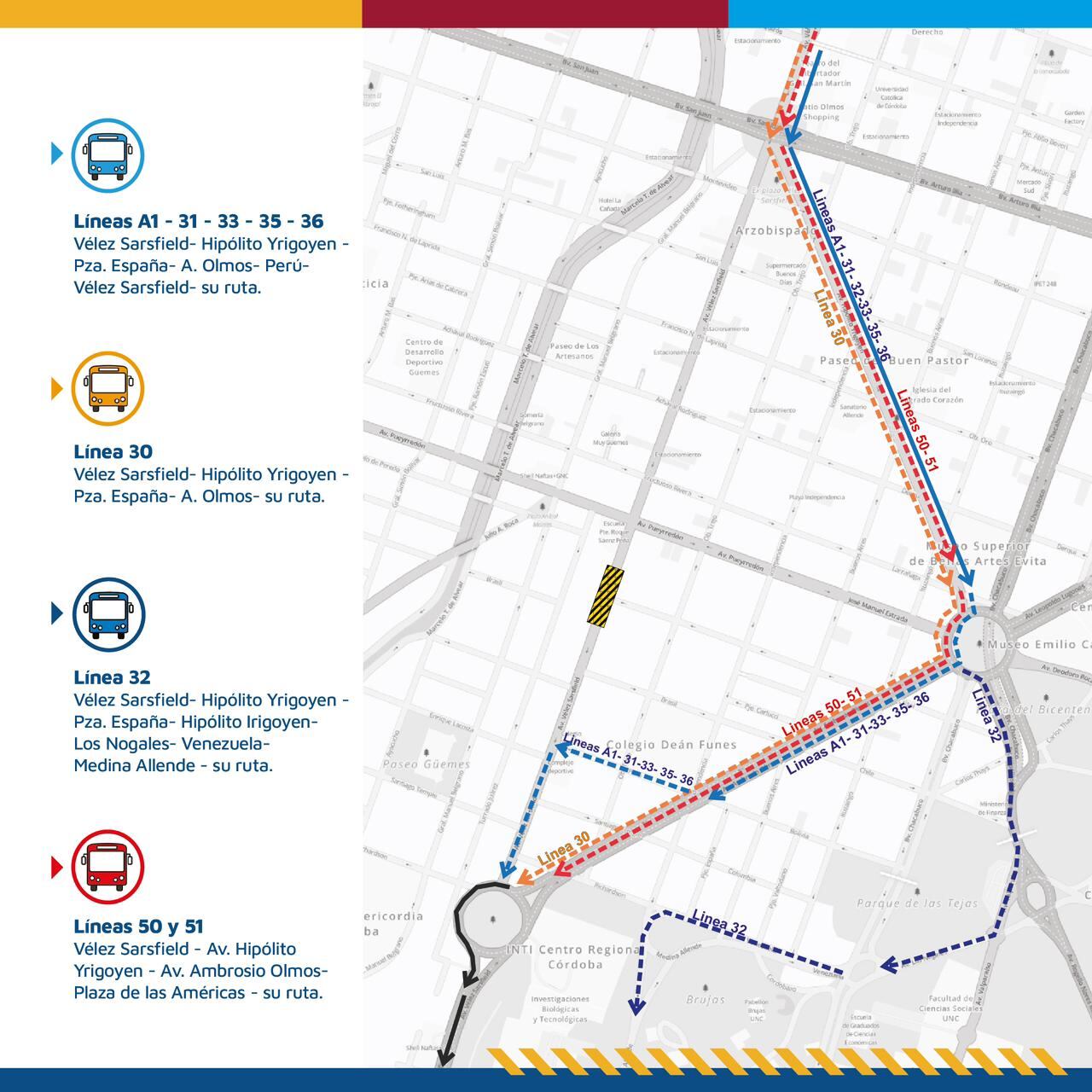 Cambios en nueve líneas de colectivo en Córdoba.