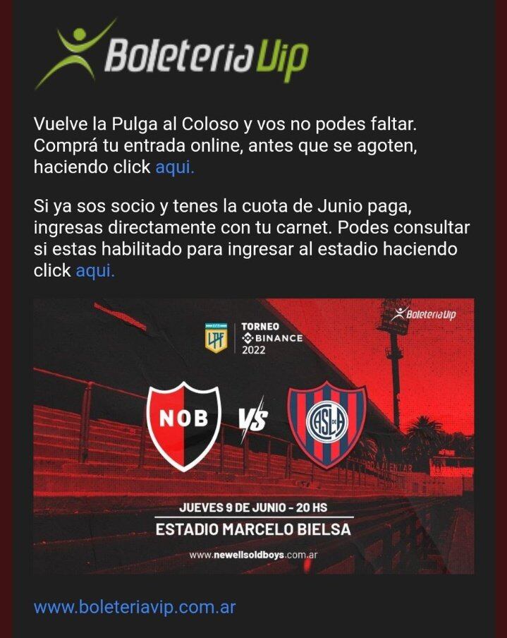 Promoción del partido de Newell's confirmando la presencia de Lionel Messi en el Coloso