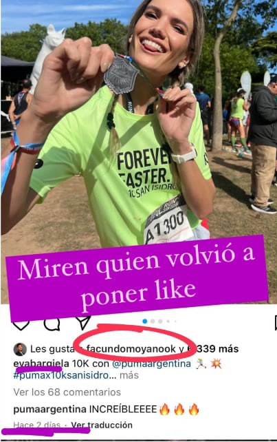 El like de Facundo Moyano que alimentó los rumores de reconciliación