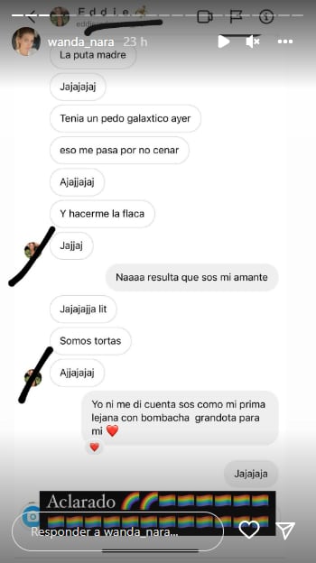 Wanda Nara compartió un chat con el hombre que le besó el escote: “Por si hacía falta aclarar”