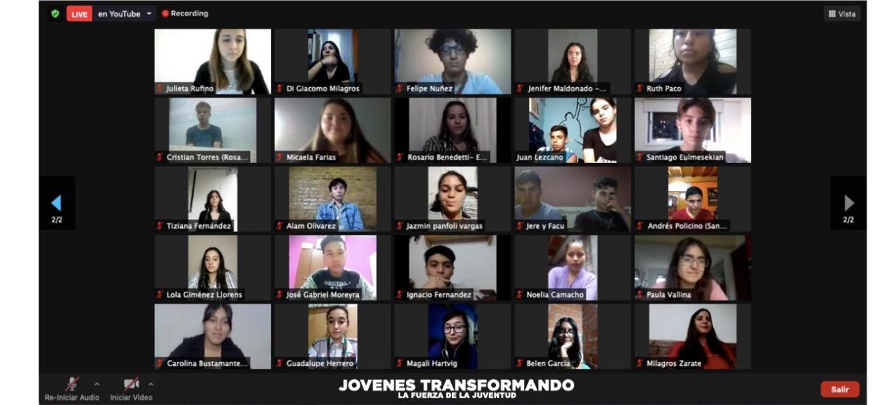 "Jóvenes Transformando" en conferencia nacional virtual.