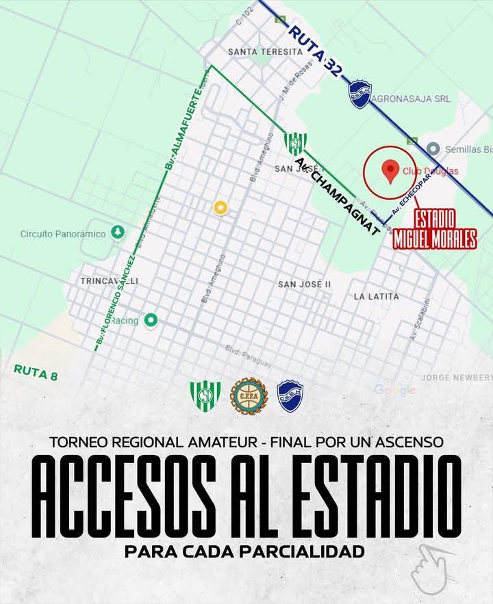 Así serán los ingresos al Estadio de Douglas