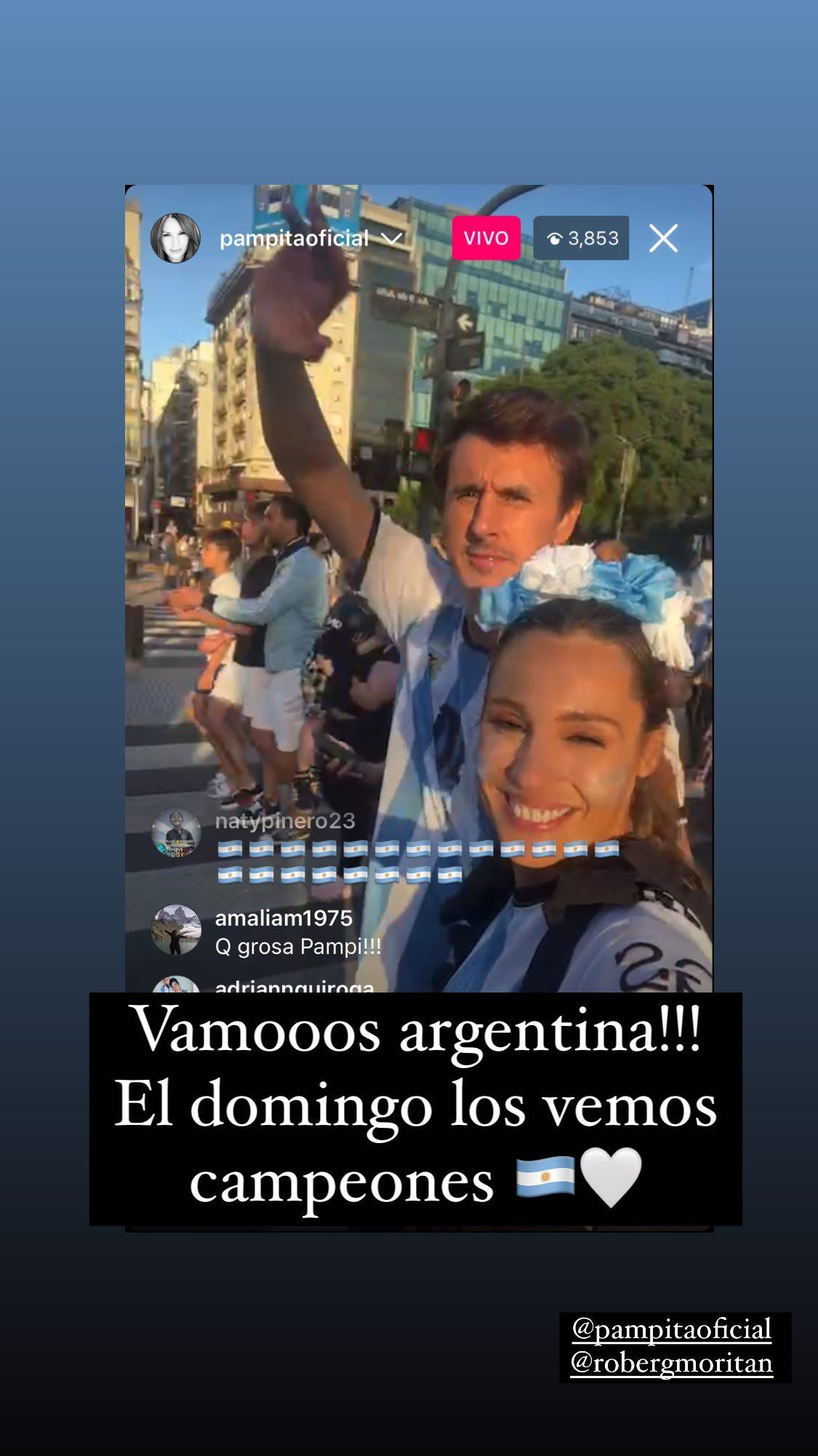 Pampita transmitió en vivo desde los festejos.