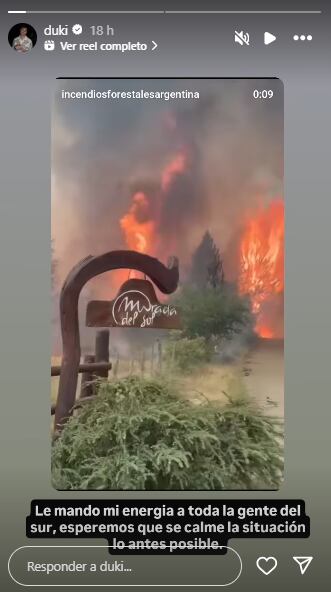 La polémica reacción de Duki a los incendios en la Patagonia que causó repudio en las redes