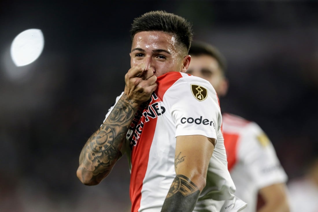 Enzo Fernández abrió el marcador para River con un golazo a Fortaleza. (Fotobaires)