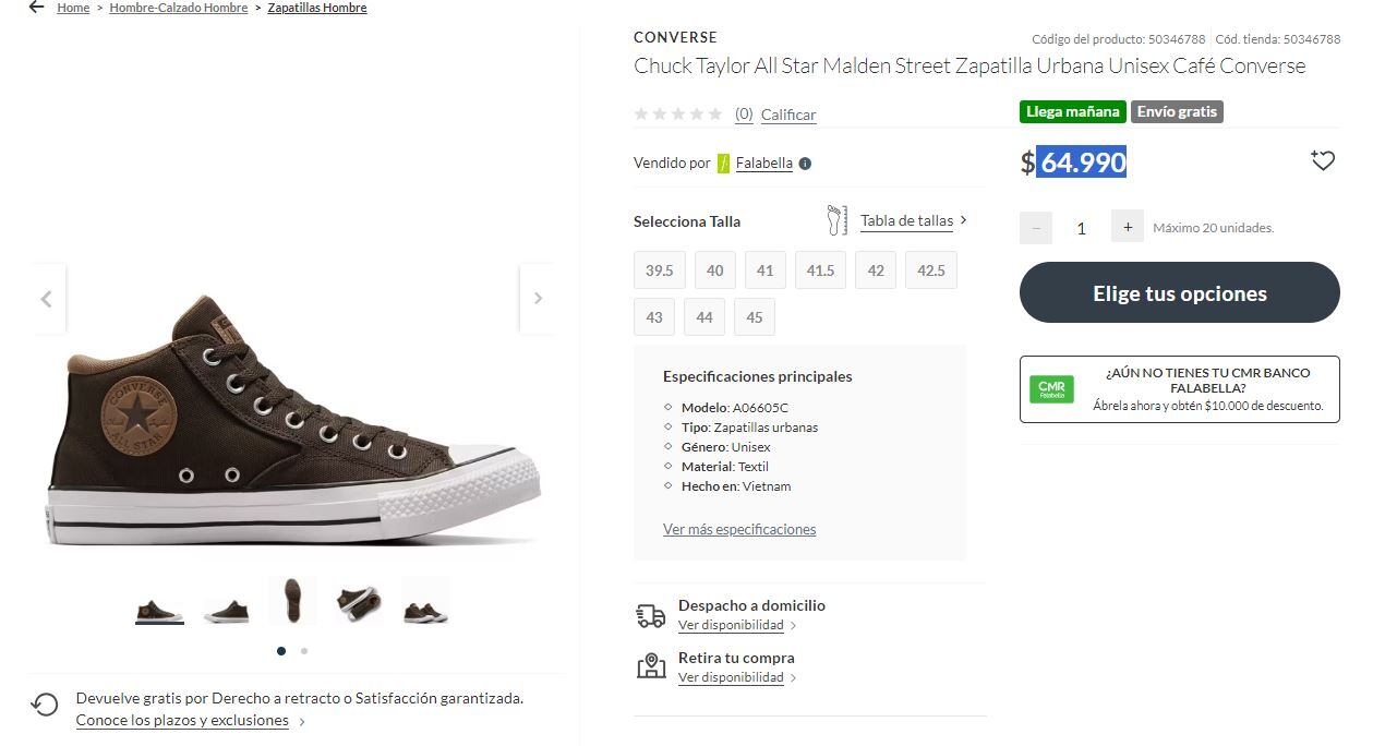 Esto cuestan unas Converse en Chile.