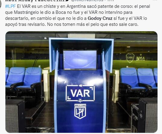 Indignación en las redes sociales por los penales sancionados en Boca vs. Godoy Cruz y el trabajo del VAR.