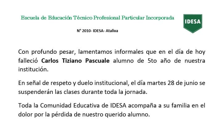 Comunicado de IDESA por el fallecimiento de Carlos Pascuale