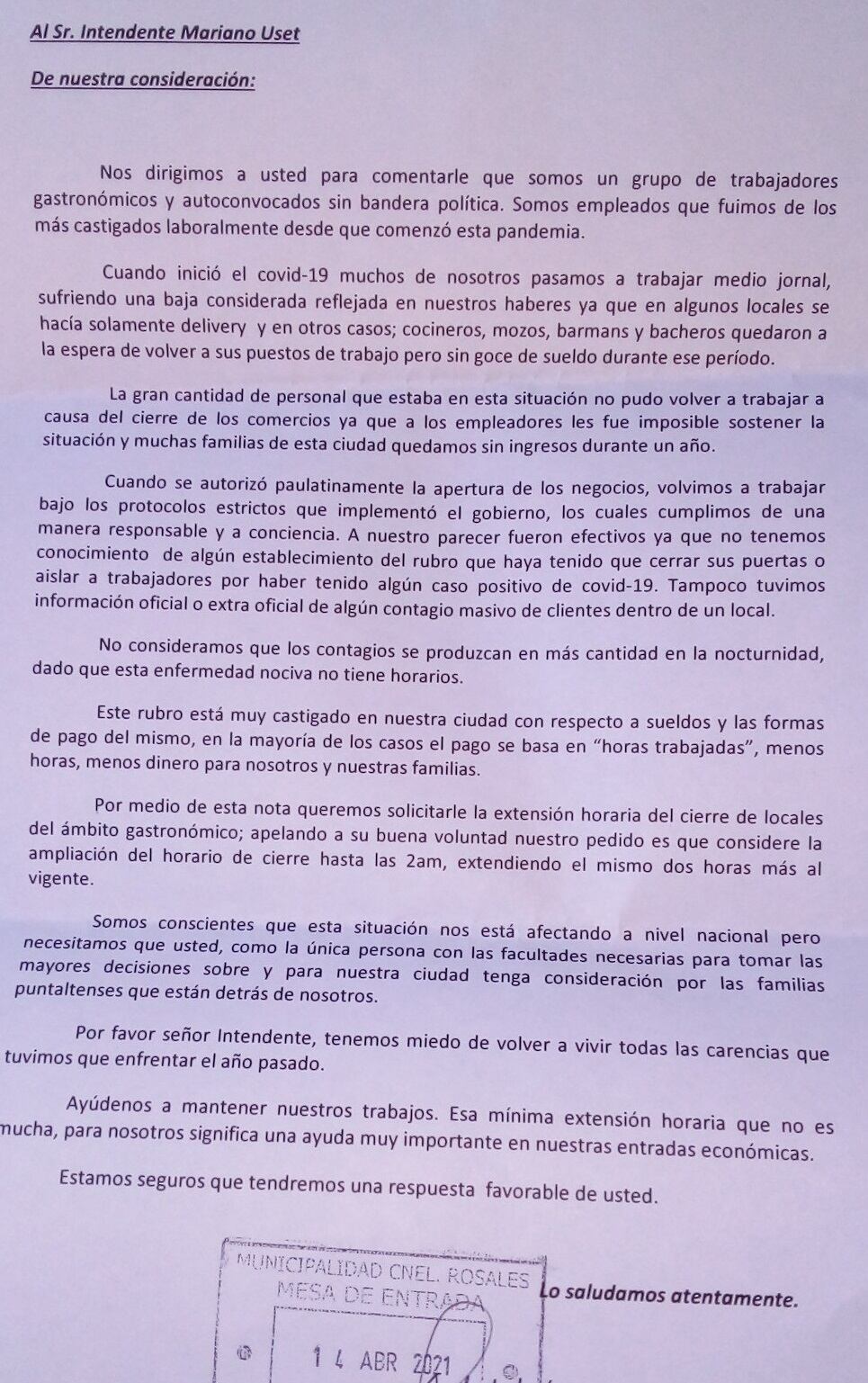 Trabajadores gastronómicos solicitan extensión del horario nocturno