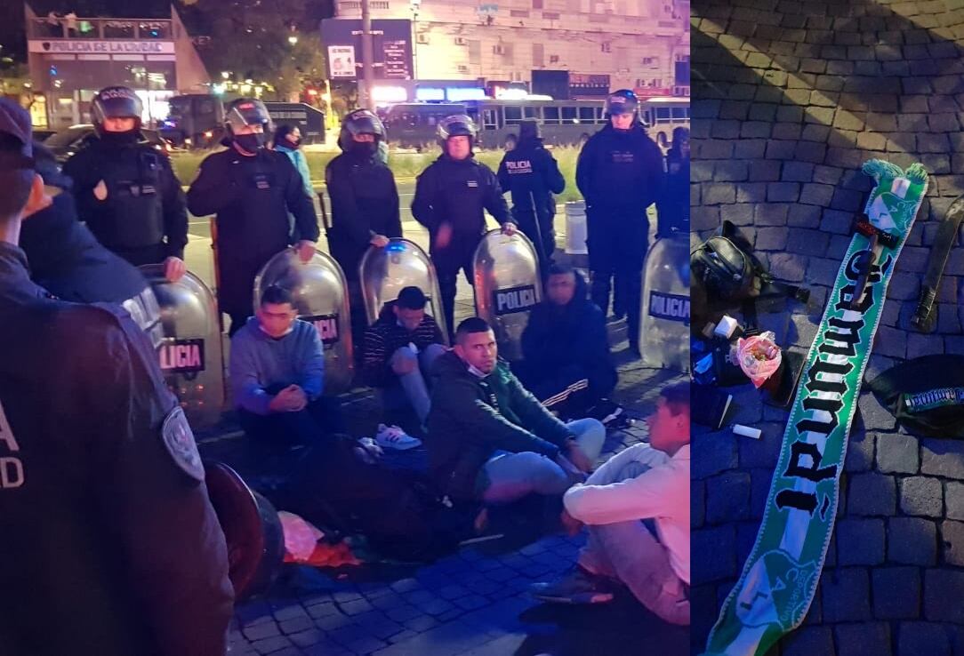 Hinchas del Deportivo Cali fueron detenidos en el Obelisco ante un posible enfrentamiento con Racing.