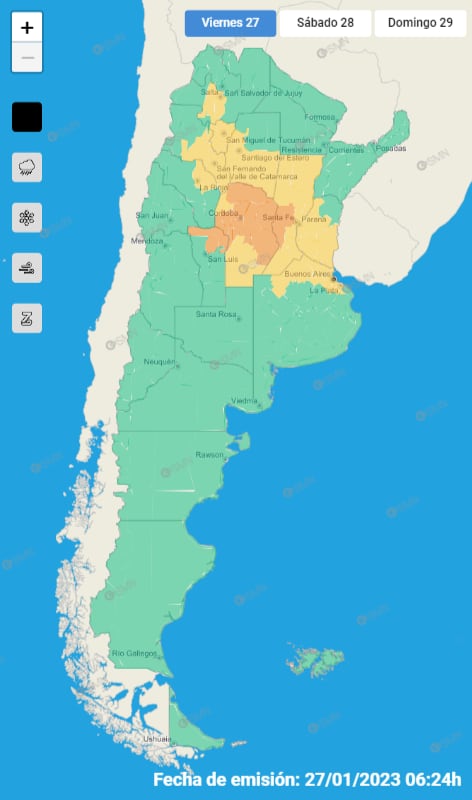 El sistema de alerta este viernes a las 6.24.