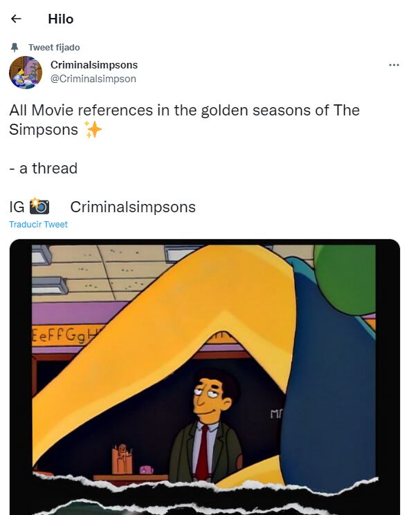 Este hilo de Twitter mostró las mejores referencias de Los Simpson a películas.