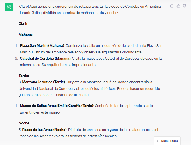 Chat GPT puede ayudar a armar un itinerario de viaje.