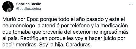 La hija del Coco Basile aclaró el caso de su madre.