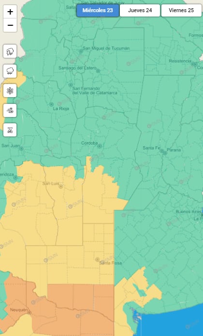 El alerta involucra a gran parte del centro del país. (SMN)