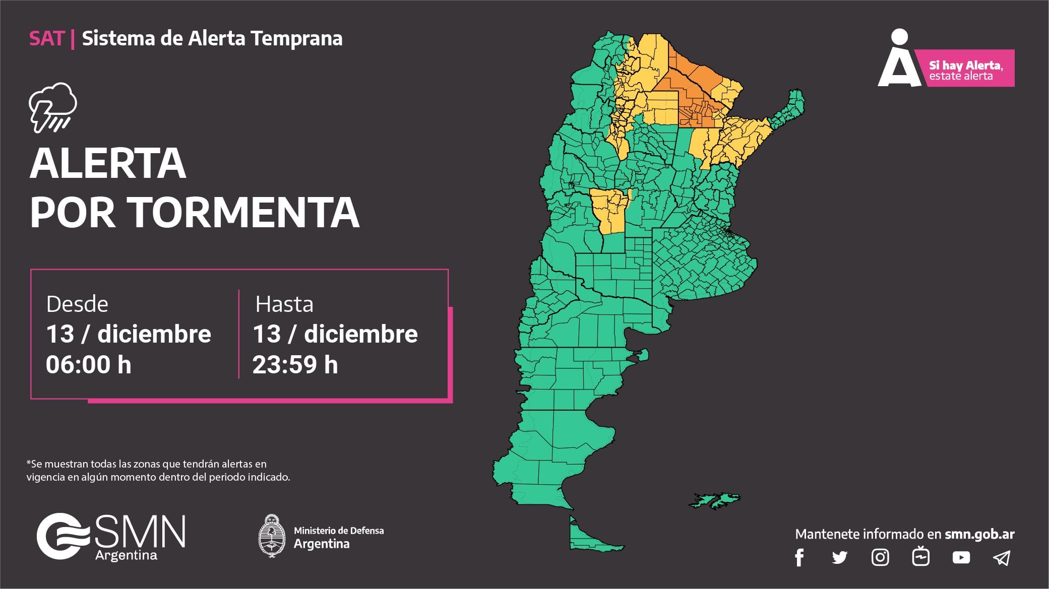 Sistema de alerta amarilla en San Luis