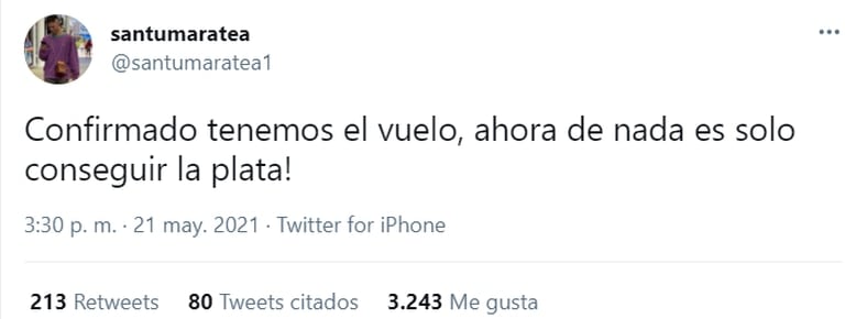 Santi Maratea confirmó la negociación del vuelo chárter.