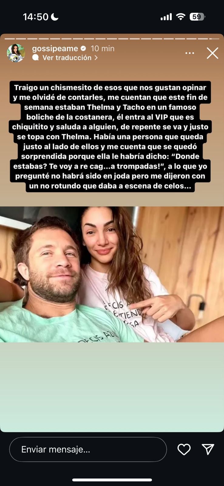 La inesperada reacción de Thelma Fardín al haber perdido de vista a su novio en un boliche.